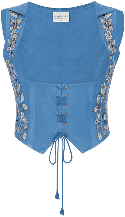 Tauriel Top Limited Edition Aegean Blue Silver Embroidery